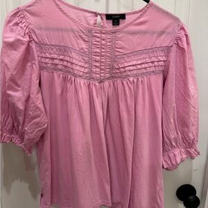 J. Crew Pink Smocked Puff Sleeve Blouse